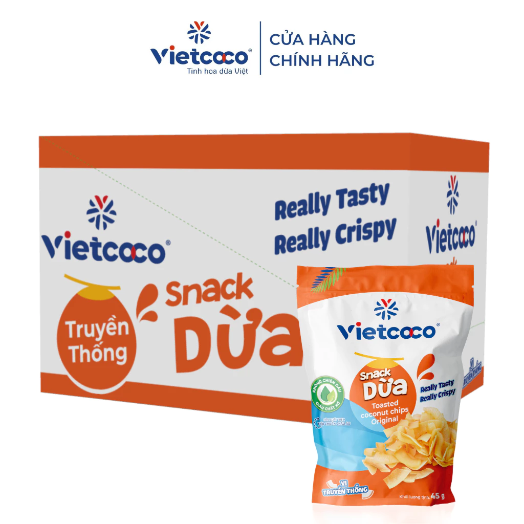 [THÙNG 12 TÚI] SNACK DỪA VỊ TRUYỀN THỐNG 45GR/ TÚI