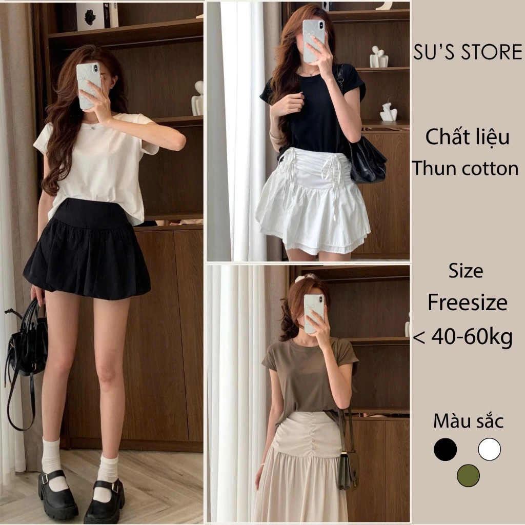 Áo Thun Trơn Basic Nhiều Màu Dáng Lửng Su Chang A-S718 Thời Trang Nữ