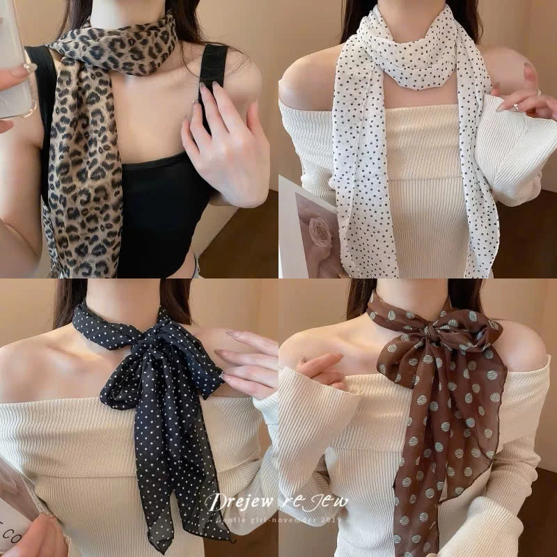 Khăn  đa năng chấm bi / hoạ tiết beo sang chảnh, phối đồ cool ngầu cột cổ, thắt lưng trang trí