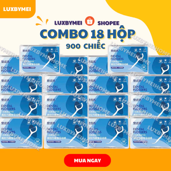 Combo 18 Hộp 900 Chiếc Tăm Chỉ Nha Khoa Tiệt Trùng, Tăm Nha Khoa Vệ Sinh Kẽ Răng Chuyên Dụng tăm chinhakhoa