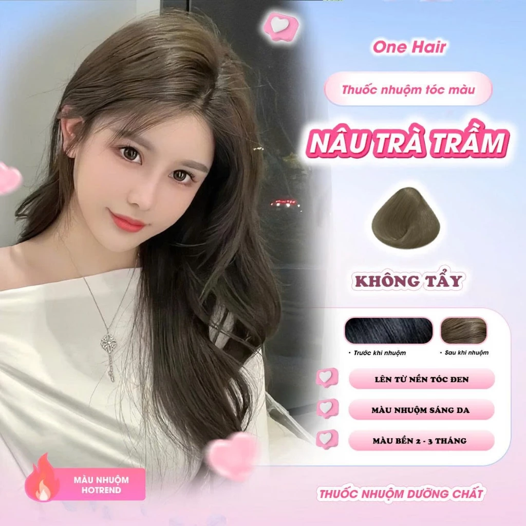 Thuốc Nhuộm Tóc Màu NÂU TRÀ TRẦM, Không Tẩy - ONE HAIR