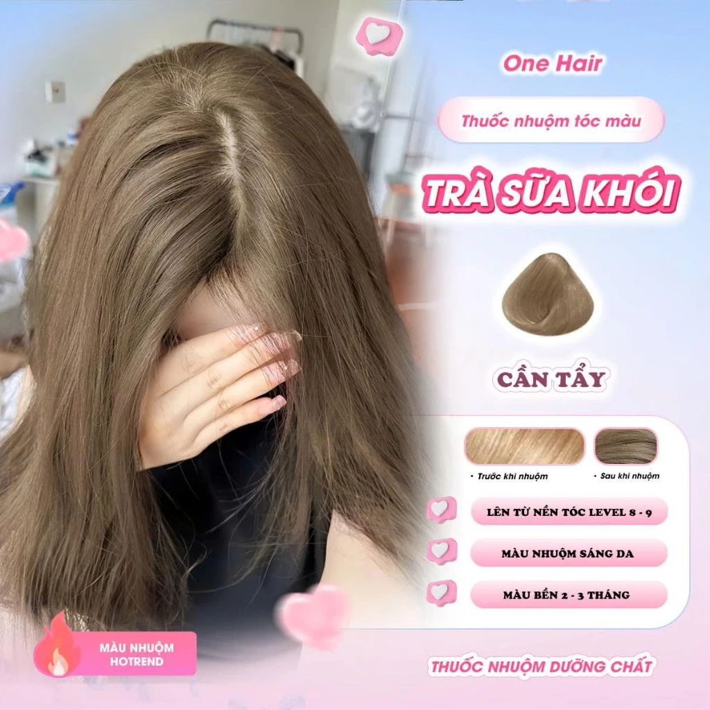 Thuốc Nhuộm Tóc Màu TRÀ SỮA KHÓI, Cần Tẩy - ONE HAIR