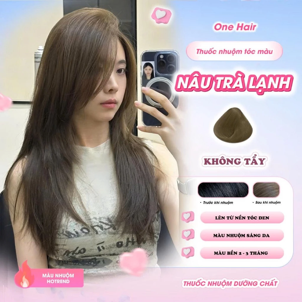 Thuốc Nhuộm Tóc Màu Nâu Trà Lạnh, Không Tẩy - ONE HAIR