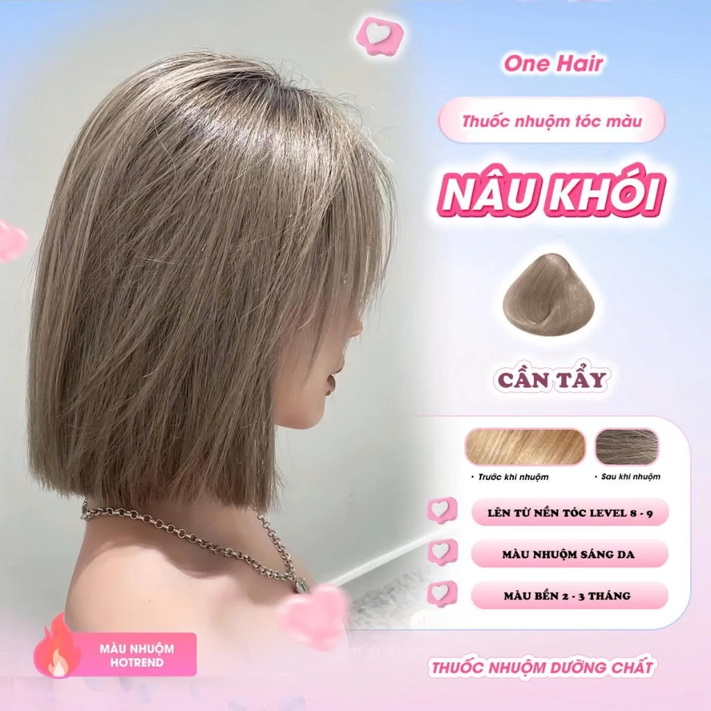 Thuốc Nhuộm Tóc Màu NÂU KHÓI, Cẩn Tẩy - ONE HAIR
