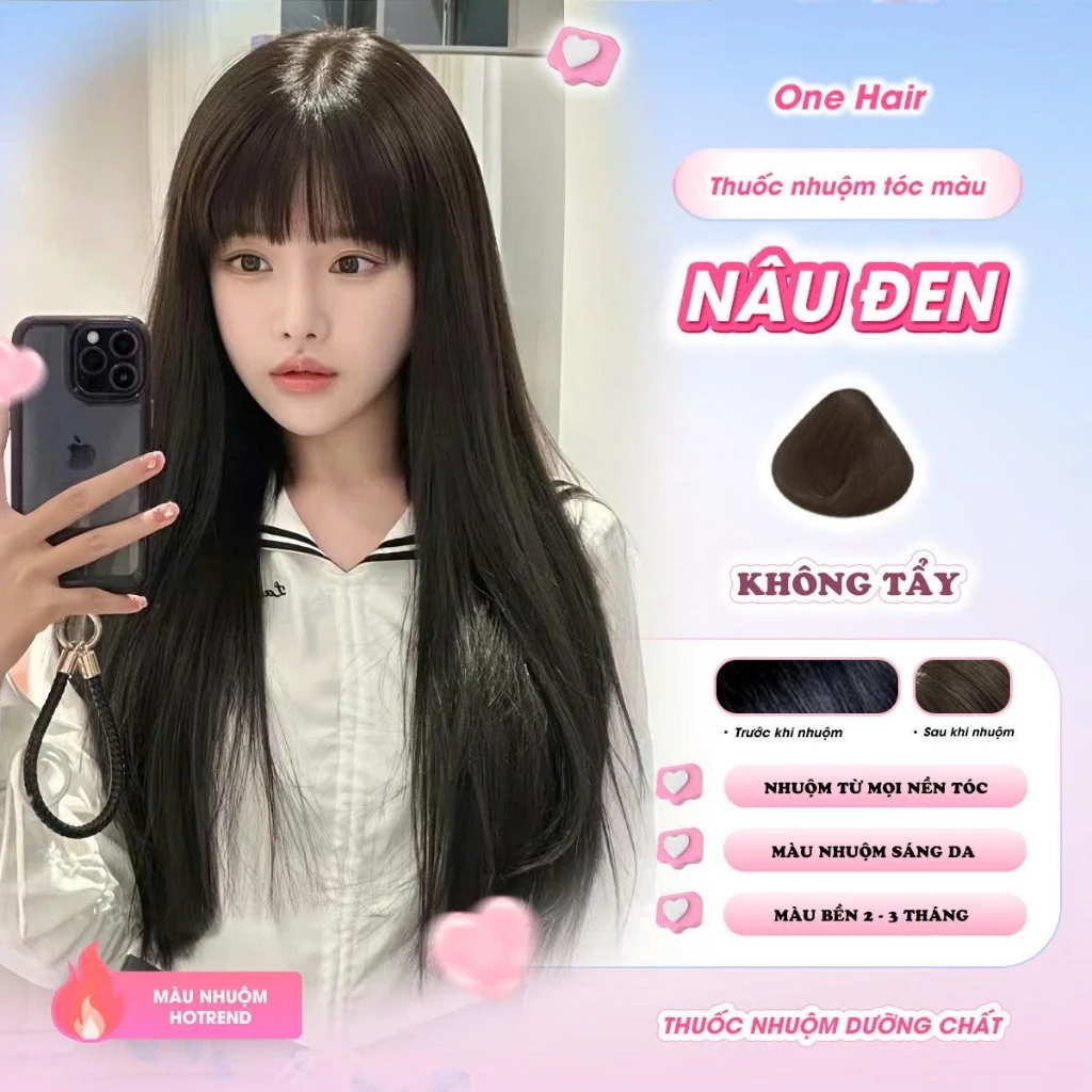 Thuốc Nhuộm Tóc Màu NÂU ĐEN, Lên Từ Mọi nền Tóc - ONE HAIR