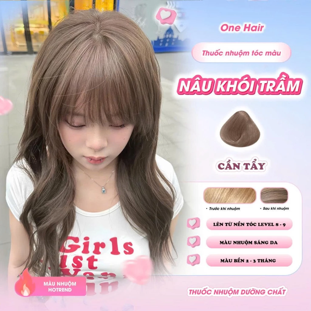 Thuốc Nhuộm Tóc Màu NÂU KHÓI TRẦM, Cần Tẩy - ONE HAIR