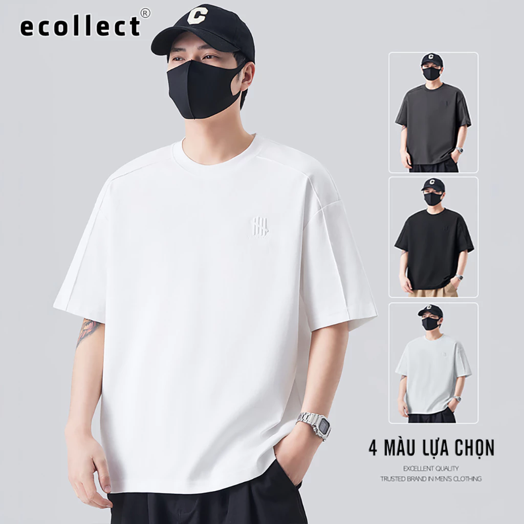 Áo Thun Nam Tay Ngắn ECOLLECT CT14 – Chất Cotton 260gsm Cao Cấp, Thêu 3D Tinh Tế
