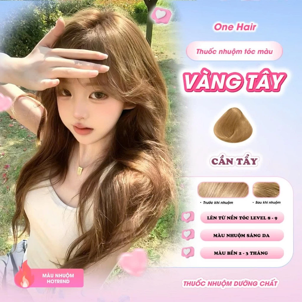 Thuốc nhuộm Tóc Màu VÀNG TÂY, Cần Tẩy - ONE HAIR