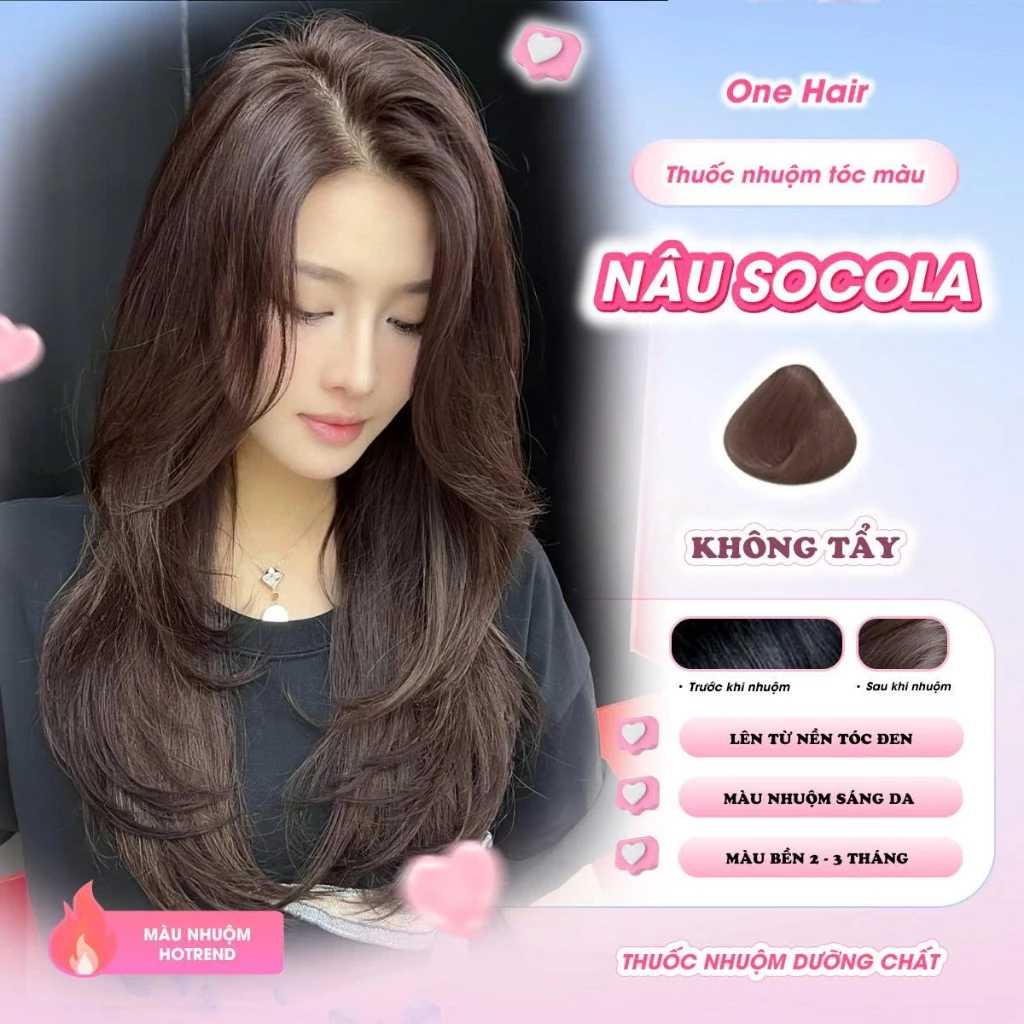 Thuốc Nhuộm Tóc Màu Nâu SOCOLA, Không Tẩy - ONE HAIR