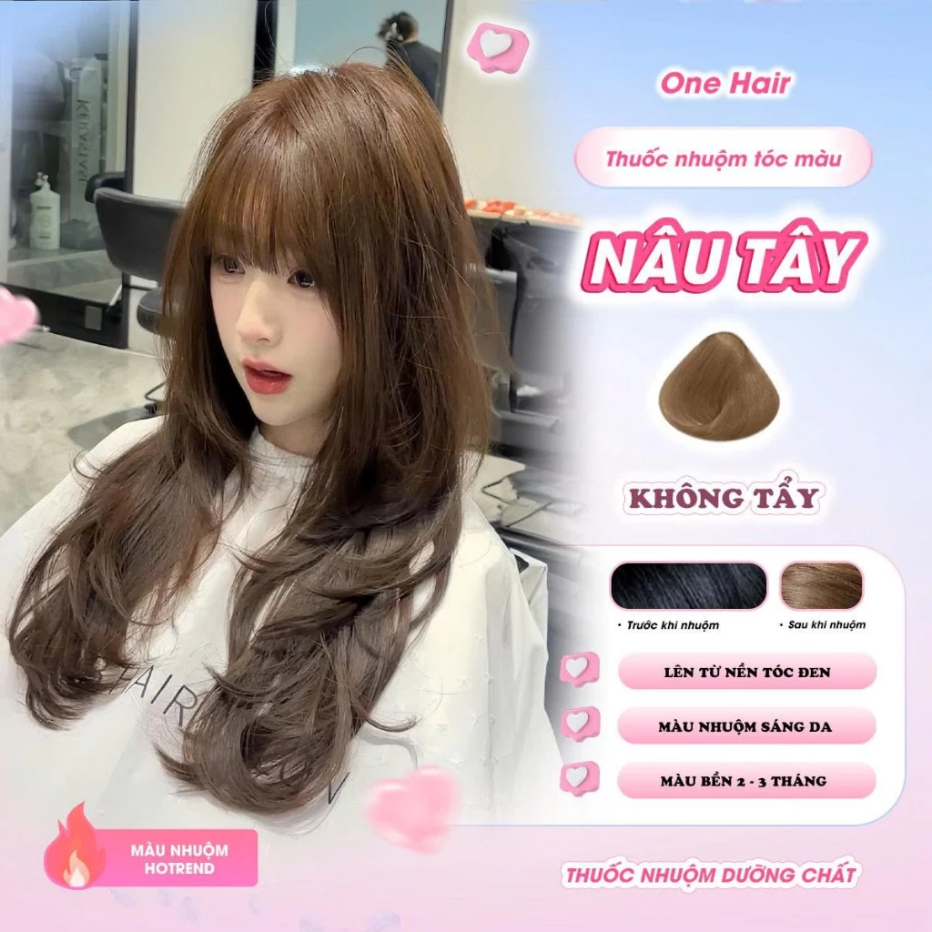 Thuốc Nhuộm Tóc Màu NÂU TÂY, Không tẩy - ONE HAIR