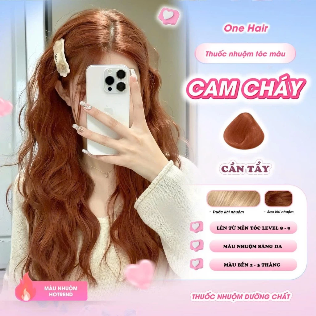 Thuốc Nhuộm Tóc Màu CAM CHÁY Cần Tẩy- ONE HAIR