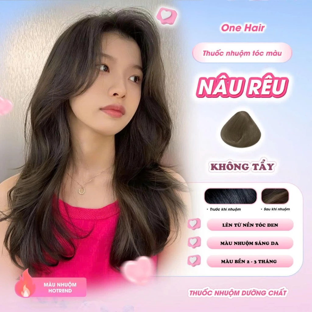 Thuốc Nhuộm Tóc Màu NÂU RÊU, Không Tẩy - ONE HAIR