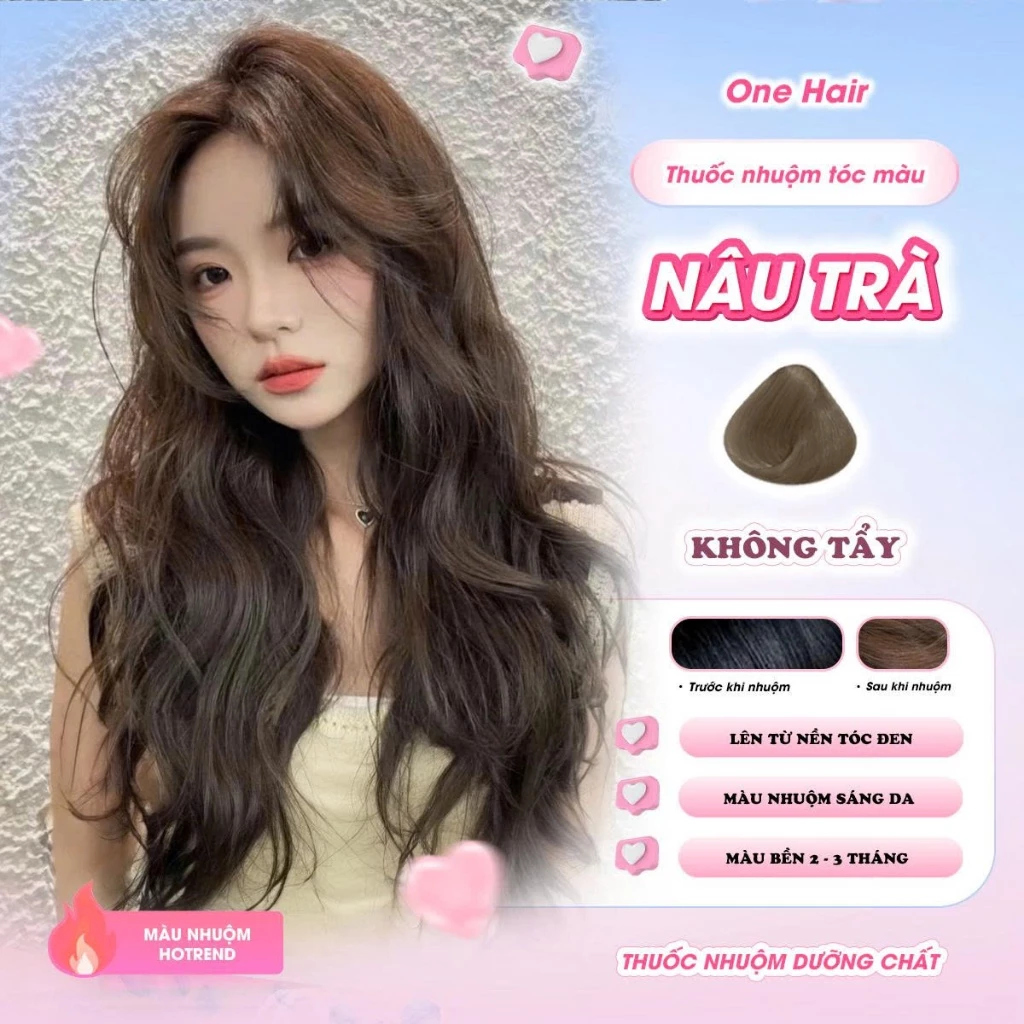 Thuốc Nhuộm Tóc Màu NÂU TRÀ, Cần Tẩy - ONE HAIR