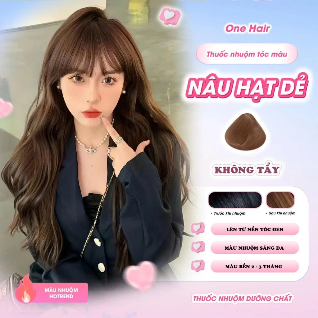 Thuốc Nhuộm Tóc Màu Nâu Hạt Dẻ, Không tẩy - ONE HAIR
