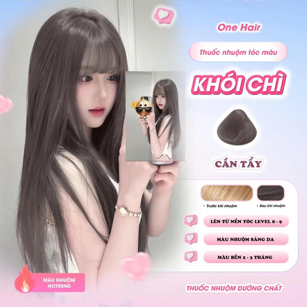 Thuốc Nhuộm Tóc Màu KHÓI CHÌ, Cần Tẩy - ONE HAIR