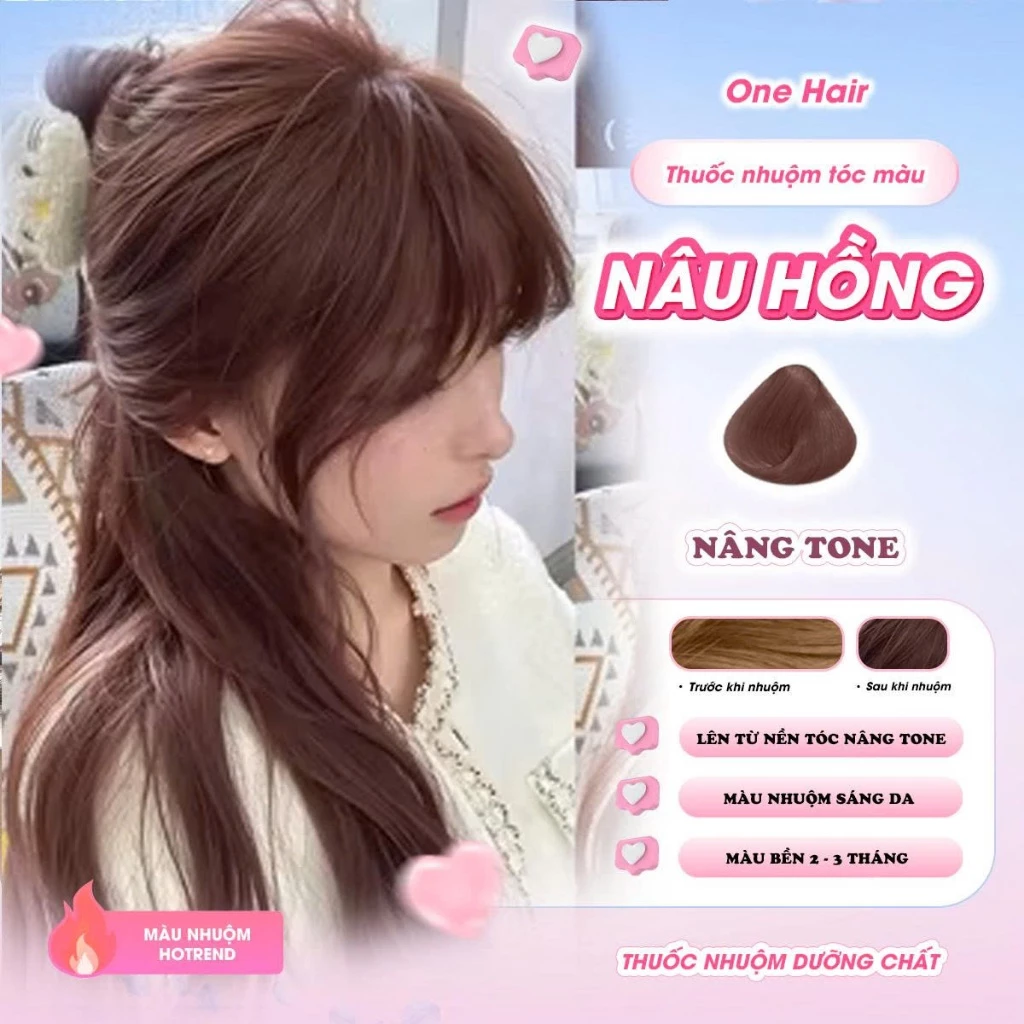 Thuốc Nhuộm Tóc Màu Nâu Hồng, Nâng Tone - ONE HAIR
