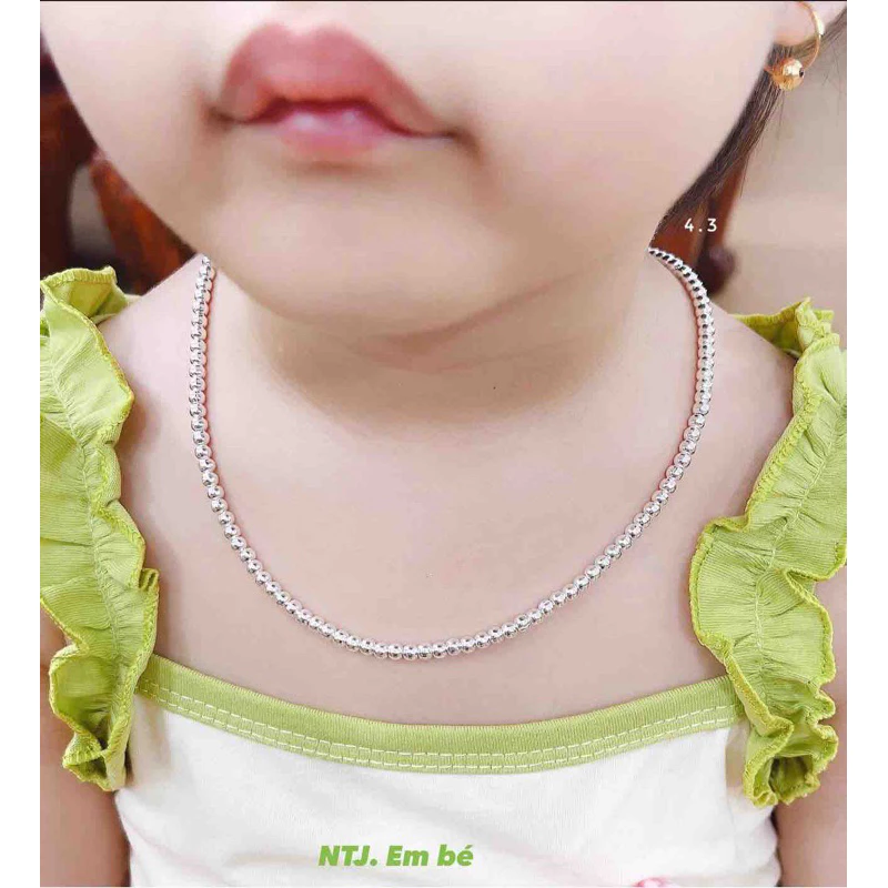Dây chuyền bạc ta S99 cho bé gái dạng bi tròn trơn cao cấp - Tiệm bạc Pansy