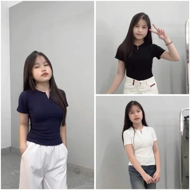 ÁO BABYTEE CỔ CÁCH ĐIỆU chất liệu co dãn ( 2 màu )