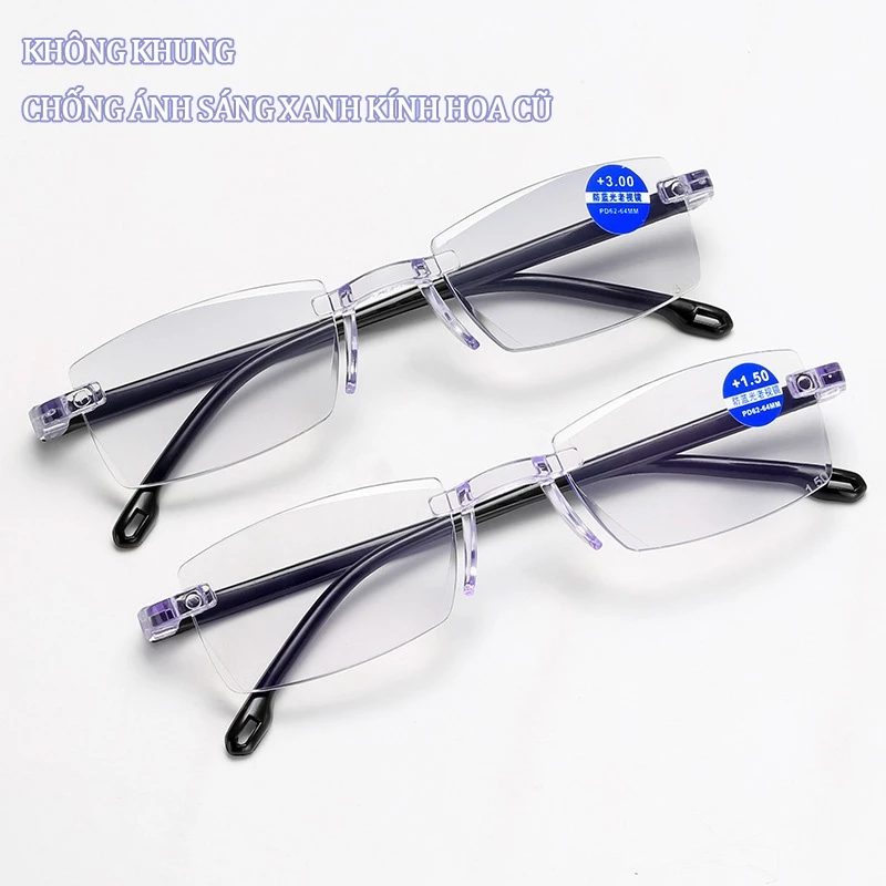 Balltest🎨Kính lão đọc sách có độ +100-+400 gọng vuông chống ánh sáng anh thoải mái thời trang cho nam nữ