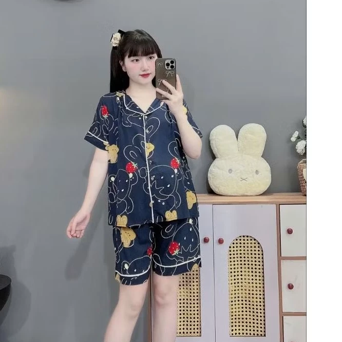 (Đủ size đến 100kg)Bộ đồ bầu và sau sinh Pijama dáng đùi,chất lanh lụa cực mát