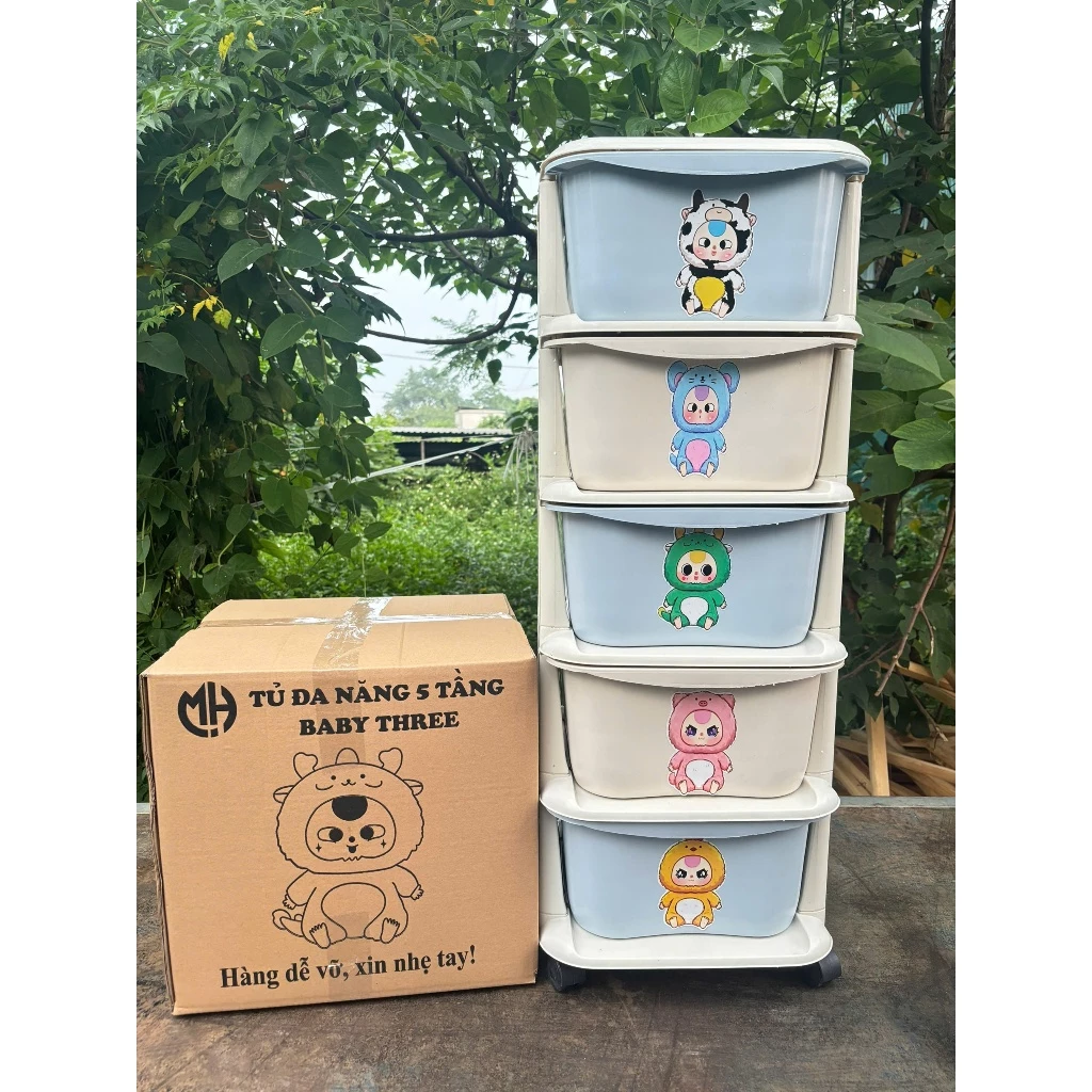 Tủ nhựa đa sắc màu 5 tầng nhiều màu sắc , tủ đựng quần áo đồ dùng đa năng có bánh xe
