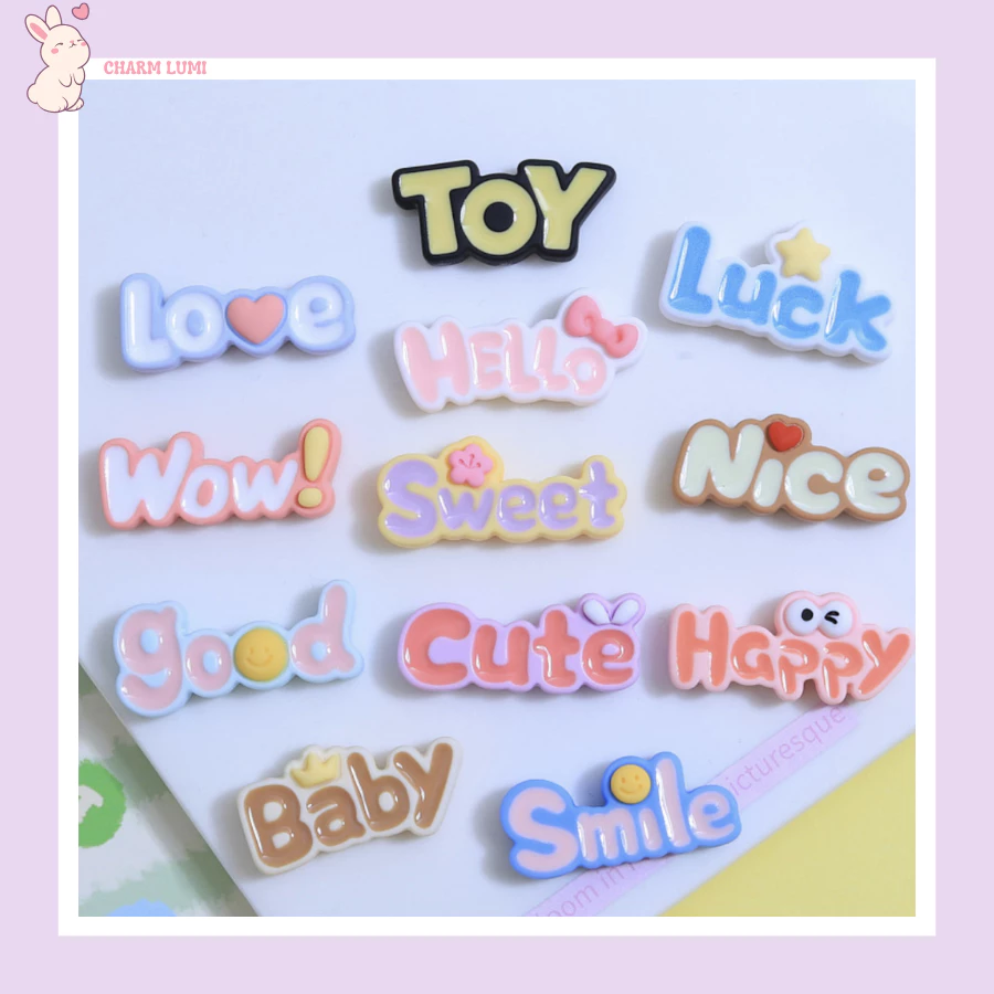 🔤Charm Chữ Resin Nổi 3D Pastel – Từ Ngữ Siêu Cute Trang Trí Handmade, DIY