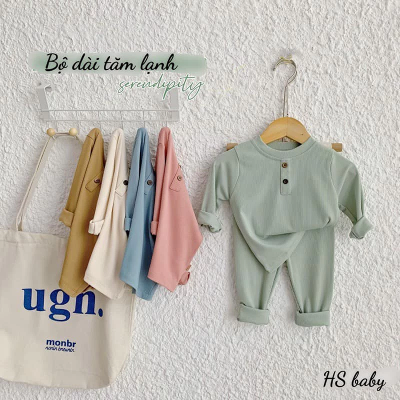 Combo 4 bộ tăm lạnh HSBABY CỔ TRỤ, bộ thun tăm cho bé 5-14kg