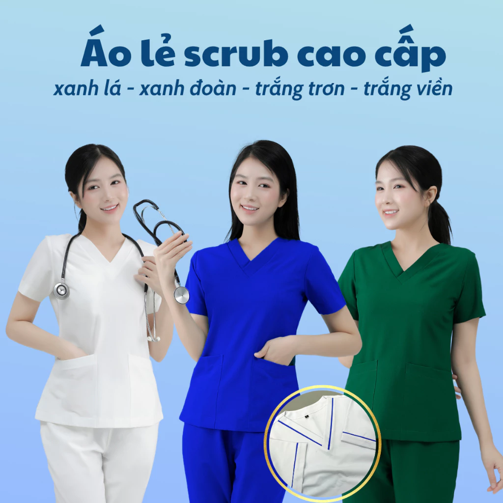 Áo cổ tim, Áo scrub CAO CẤP dành cho nam/nữ kỹ thuật viên, điều dưỡng, dược sỹ, y tá, bác sĩ