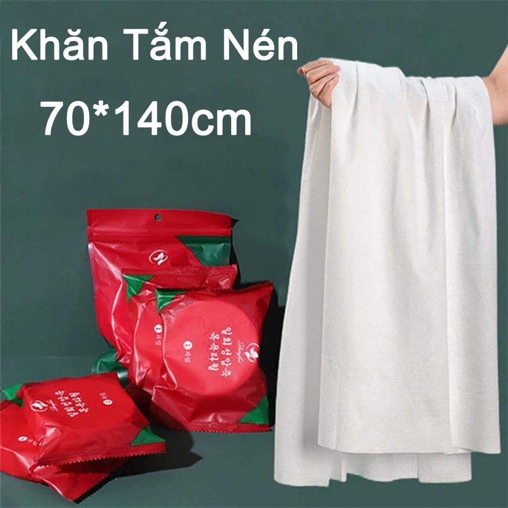 Bộ Combo Khăn Tắm & Khăn Mặt Viên Nén Du Lịch Dùng Một Lần 70x140cm Cotton Tiện Lợi Loại