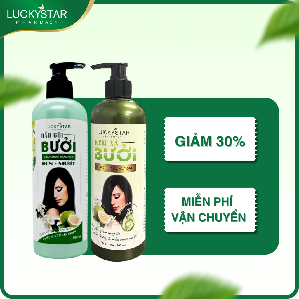 [FMCGTT30K2 giảm 30K đơn 99K] COMBO Dầu Gội Và Kem Xả Bưởi Lucky Star 250ml/500ml