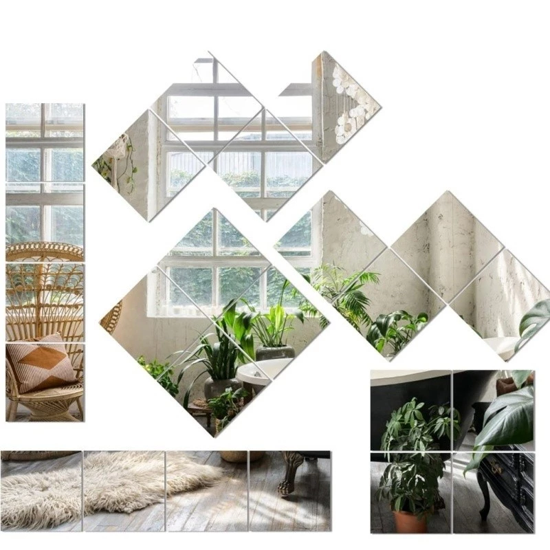 Gương Treo Dán Tường Toàn Thân Chống Vỡ Soi Acrylic Chất Lượng Cao 20x20cm Hình Vuông Trang Trí Phòng Khách Phòng Ngủ