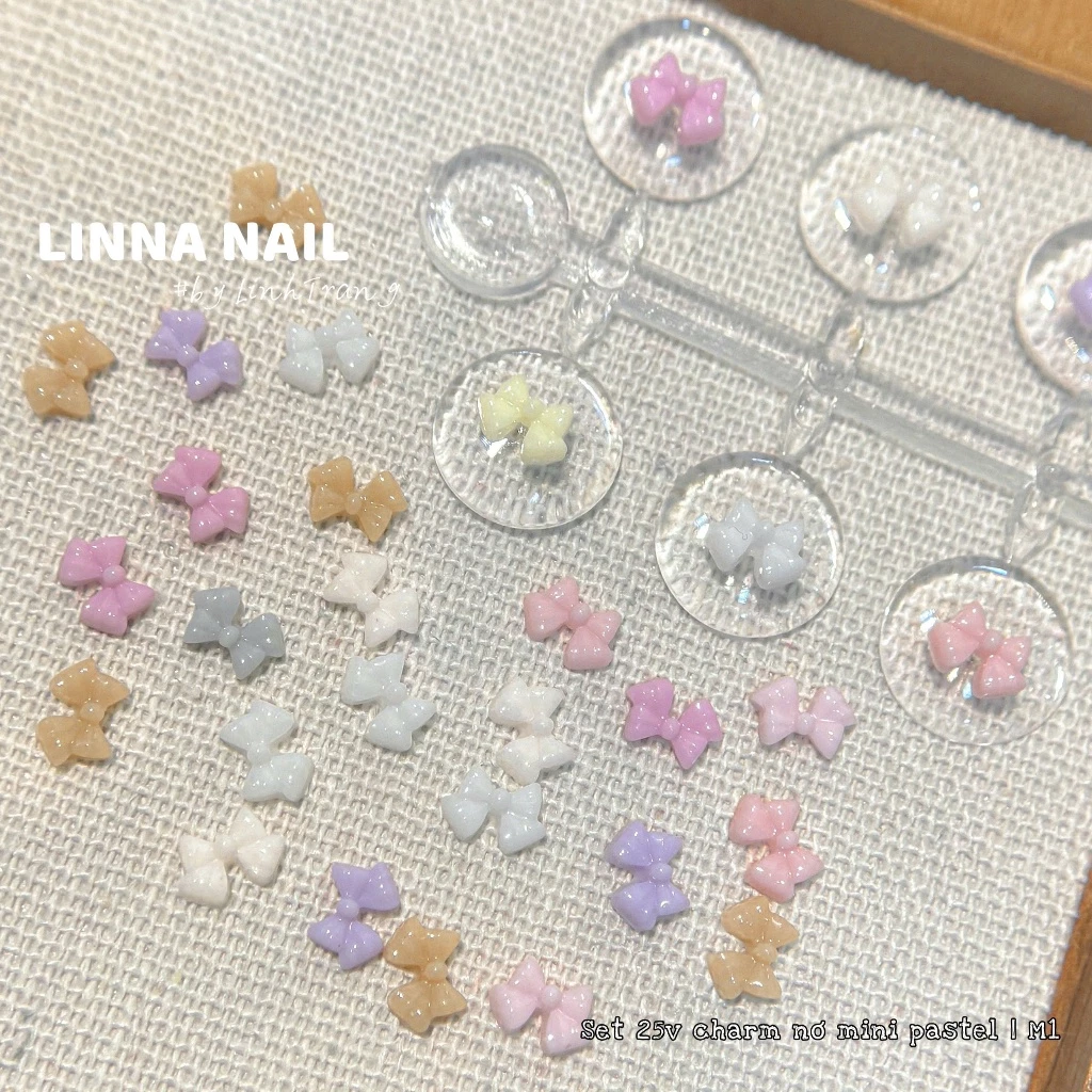 Set 25v Charm Nơ Pastel Xinh Xỉu Gắn Móng Làm Nail