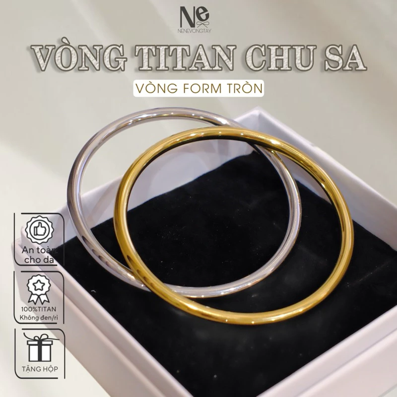 [Tặng hộp] Vòng tay titan bóng Chu Sa 4mm (4li)- form tròn - thép ko hoen gỉ - hai màu thời trang nam nữ - phụ kiện