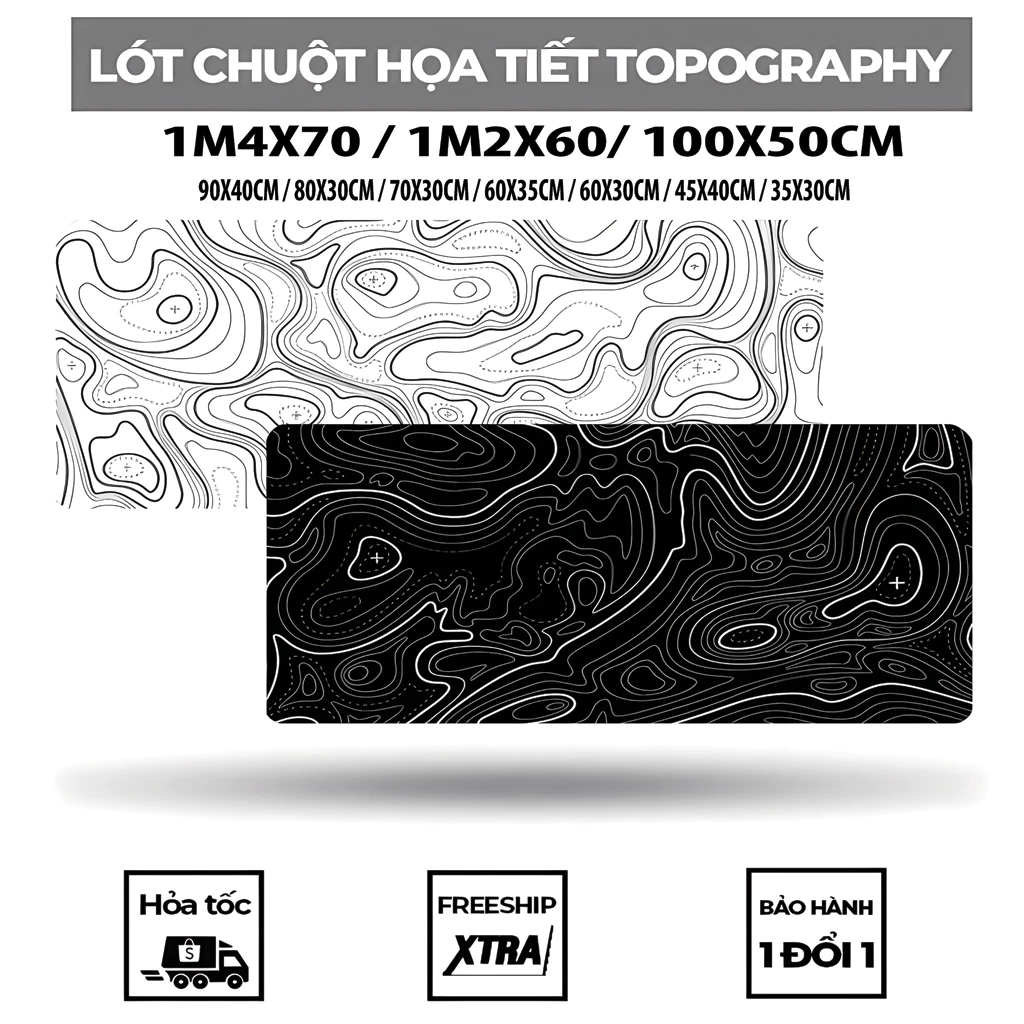 Lót chuột khổ cực lớn 1m4x70, 1m2x60, 90x40cm... chất liệu cao su thiên nhiên chống trơn trượt deskmat pad chuột XXL