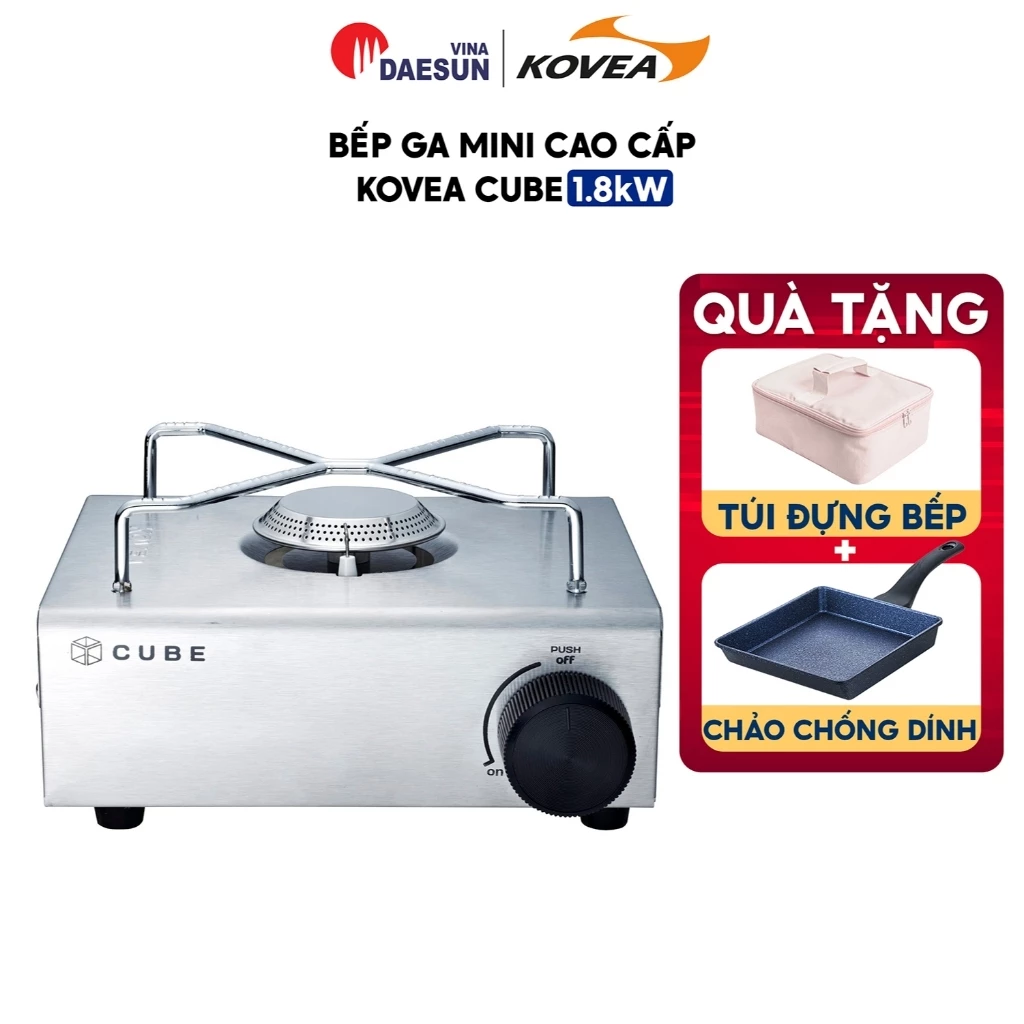 Bếp Ga Mini Cao Cấp Kovea CUBE - Inox 100% | Nhỏ Gọn | Bảo Hiểm Chống Nổ | Xuất Xứ Hàn Quốc | Bảo Hành 1 Năm