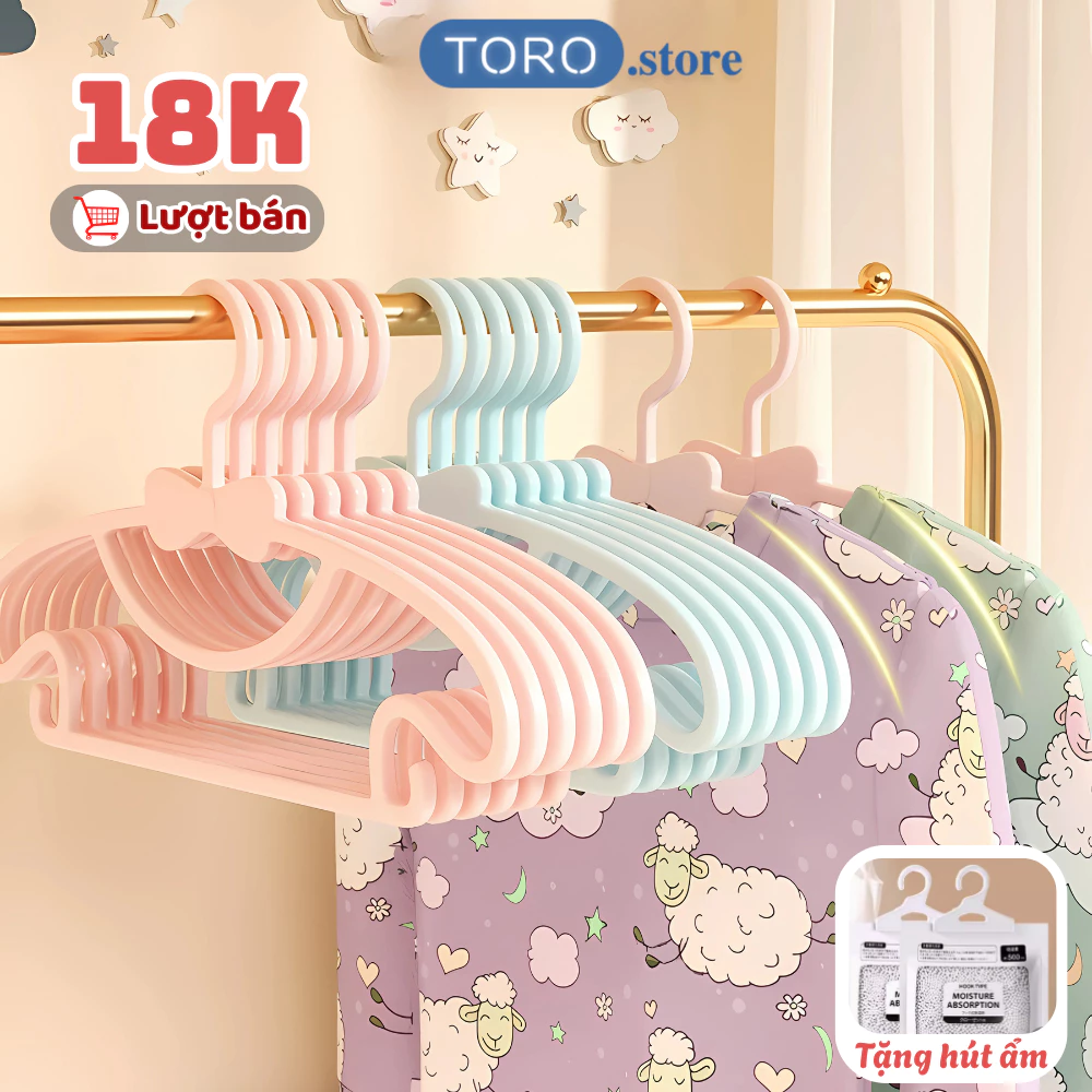 Combo 40 móc quần áo trẻ em thiết kế hình nơ dễ thương , Móc phơi đồ trẻ sơ sinh chất liệu nhựa PP an toàn cho bé.