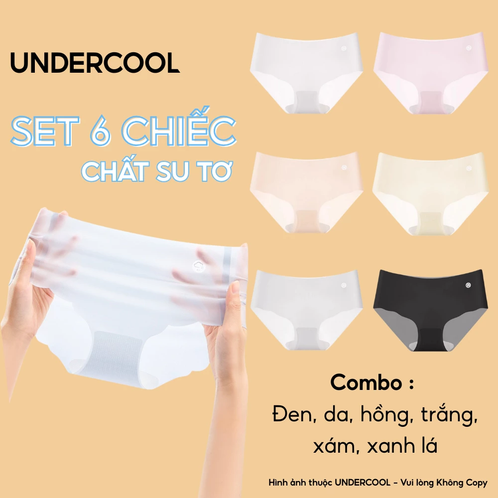 Set 6 Quần Lót Nữ Su Tơ làm mát UNDERCOOL tàng hình, Su Thạch Sóng Băng Lụa Siêu Tàng Hình Kháng Khuẩn QL59