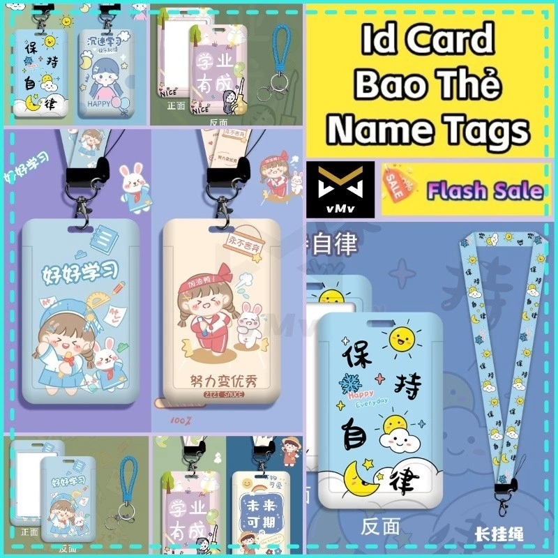 ✨ vMv ✨ Thẻ Đeo Bảng Tên Hộp Đựng Thẻ Lanyard Dây Phù Hiệu DâY Đeo Thẻ Sinh Viên Thẻ Nhân Viên Đựng Thẻ Bảng Tên