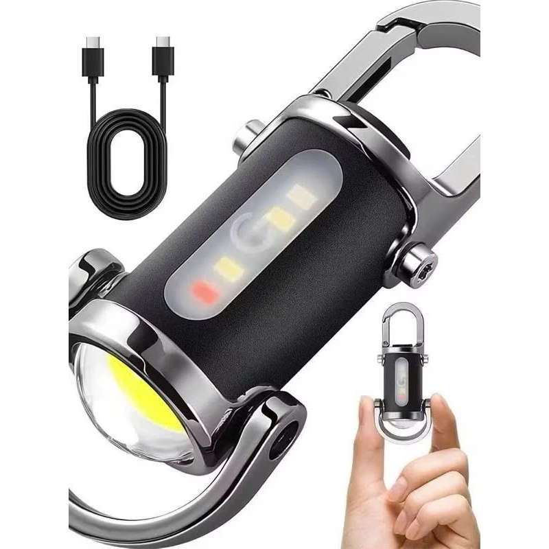 Đèn pin gắn móc khóa mini siêu sáng, Móc khóa đèn pin COB nhiều chế độ