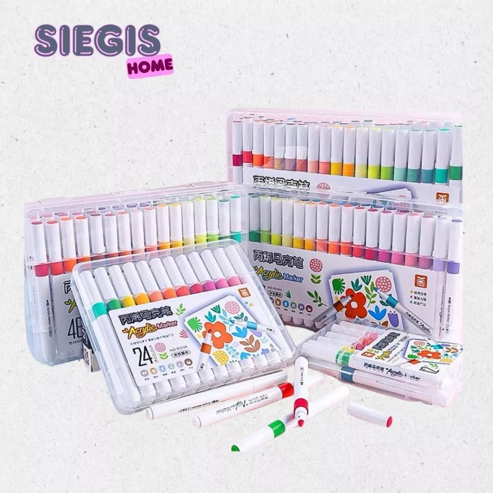 Hộp 60 Bút Màu Acrylic Marker Cao Cấp Vẽ Trên Mọi Bề Mặt - Bộ Cọ Vẽ Chống Nước Màu Tươi Sáng