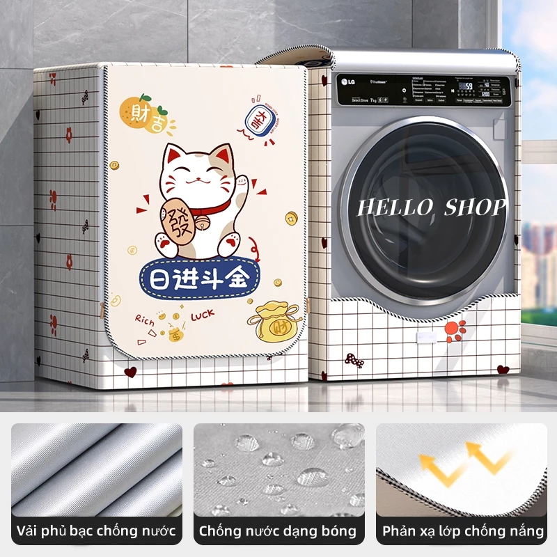 Vỏ bọc máy giặt cửa ngang chống nắng mưa bụi bẩn chất liệu vải dù bền đẹp chống thấm