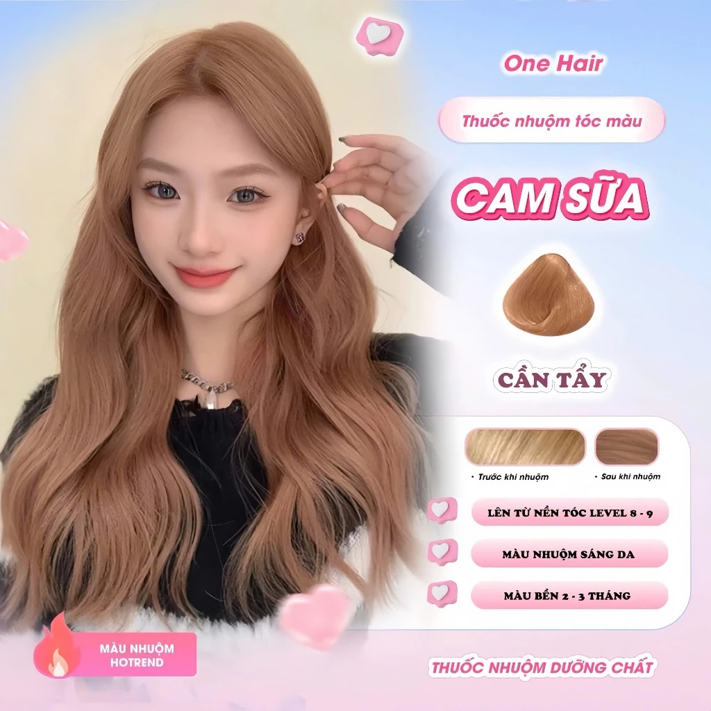 Thuốc Nhuộm Tóc Màu CAM SỮA, Cần Tẩy - ONE HAIR