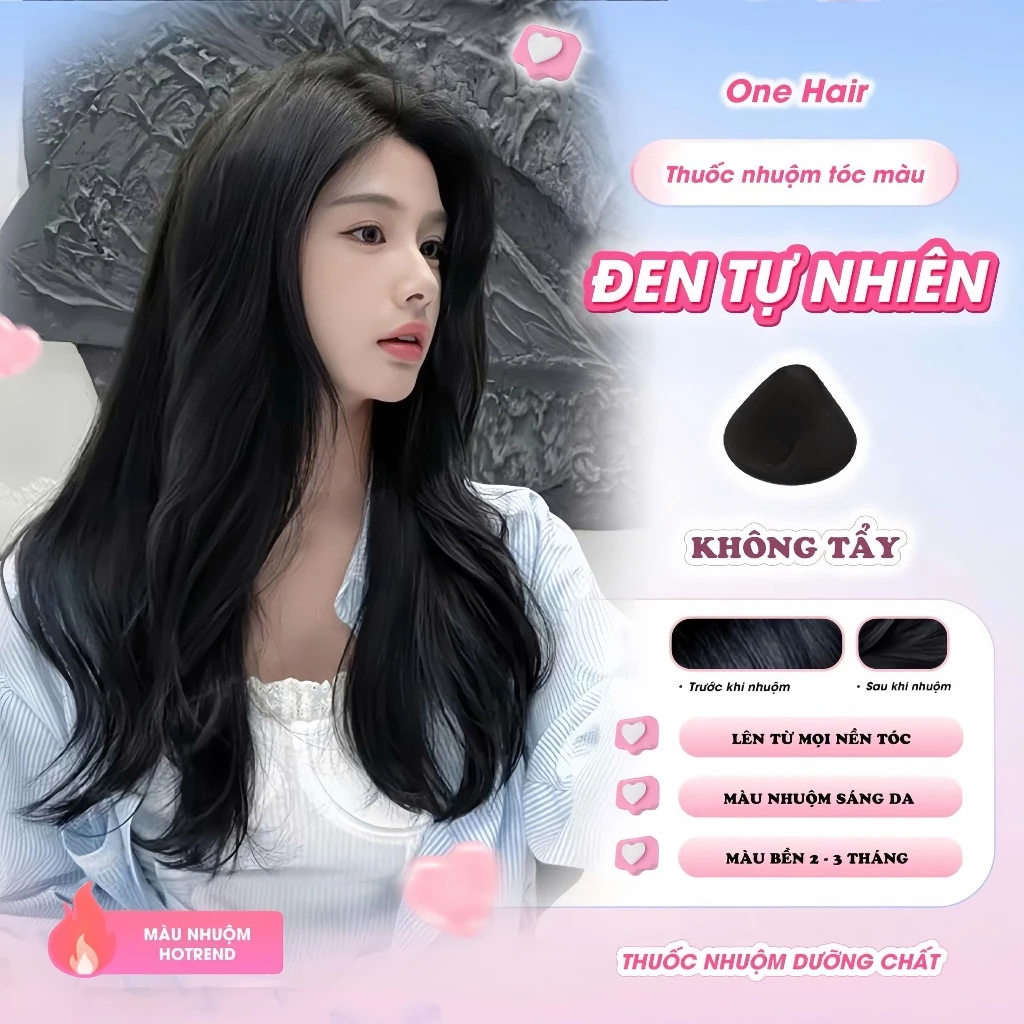 Thuốc Nhuộm Tóc Màu Đen Tự Nhiên, Nhuộm Từ Mọi Nền Tóc- ONE HAIR