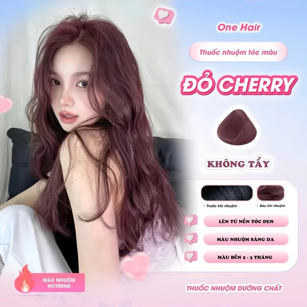 Thuốc Nhuộm Tóc Màu ĐỎ CHERRY, Cẩn Tẩy - ONE HAIR