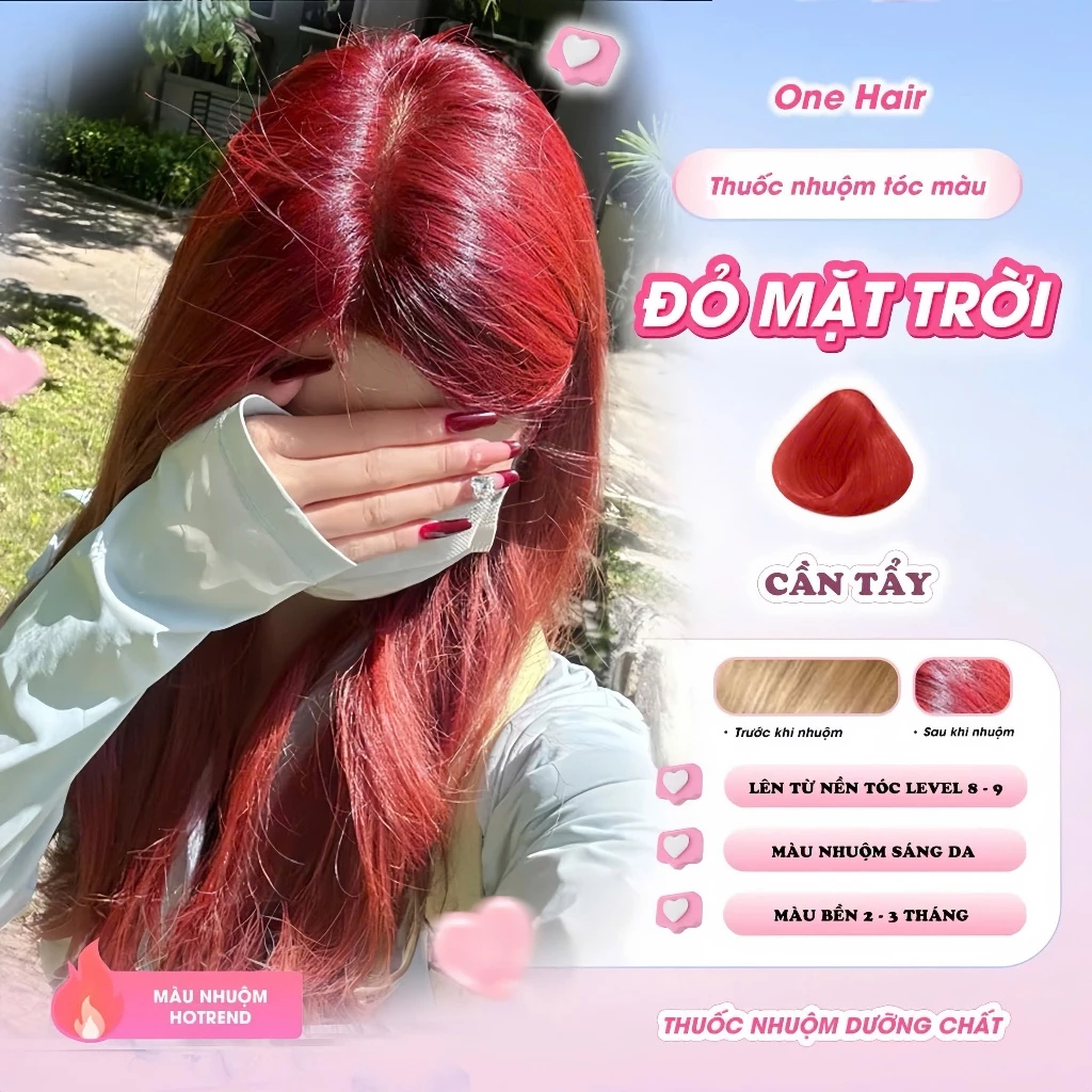 Thuốc Nhuộm Tóc Màu ĐỎ MẶT TRỜI, Cần Tẩy - ONE HAIR