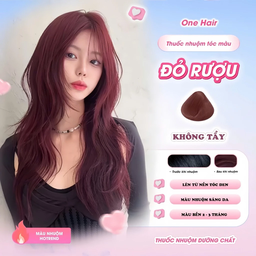 Thuốc Nhuộm Tóc Màu ĐỎ RƯỢU, Không Tẩy - ONE HAIR