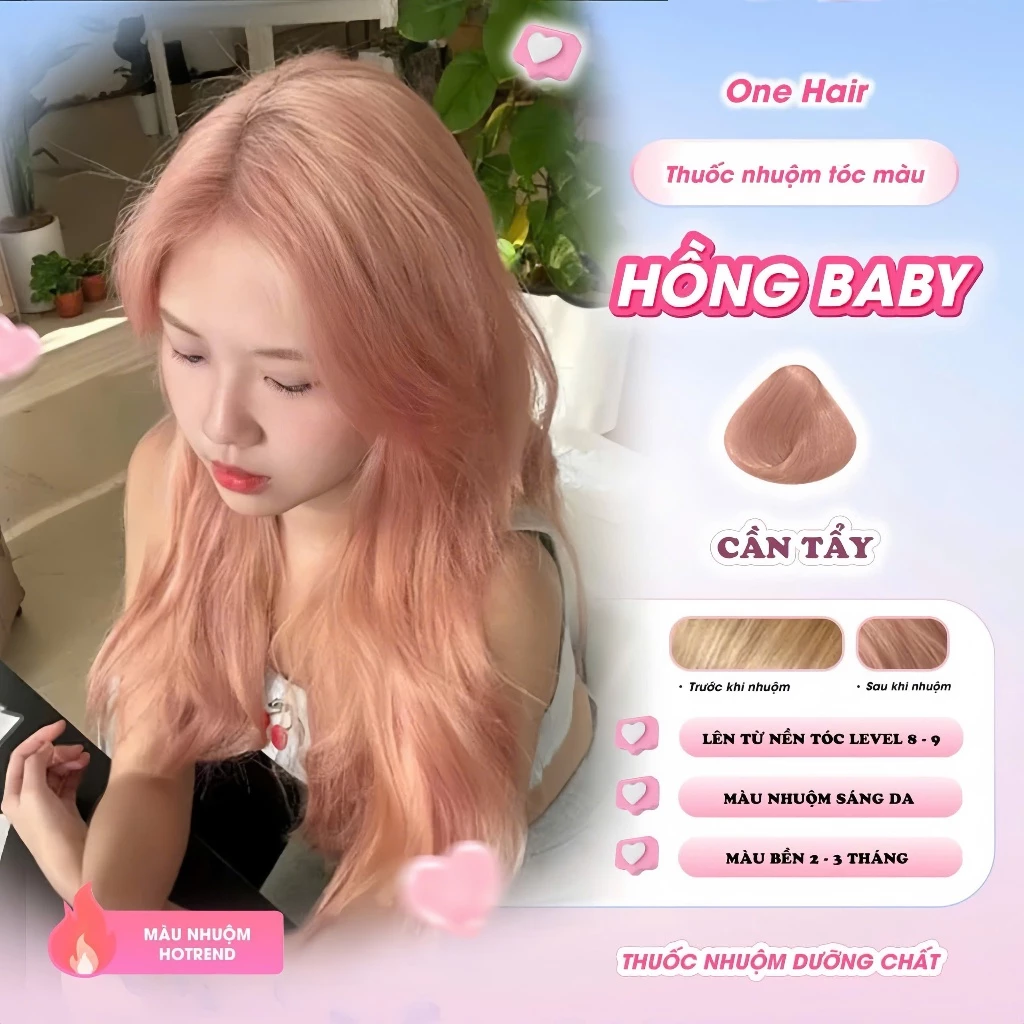 Thuốc Nhuộm Tóc Màu HỒNG BABY, Cần tẩy - ONE HAIR