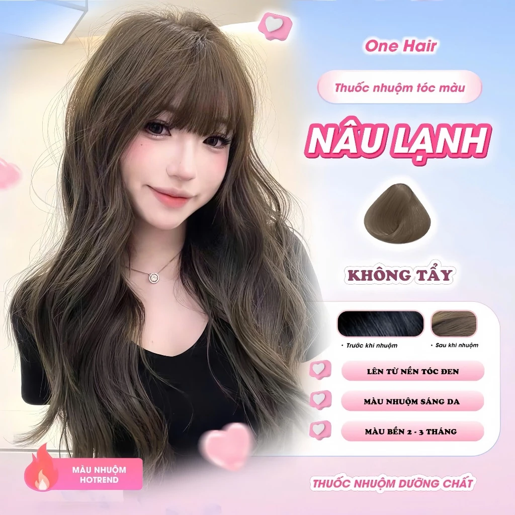 Thuốc Nhuộm Tóc Màu NÂU LẠNH, Không tẩy - ONE HAIR