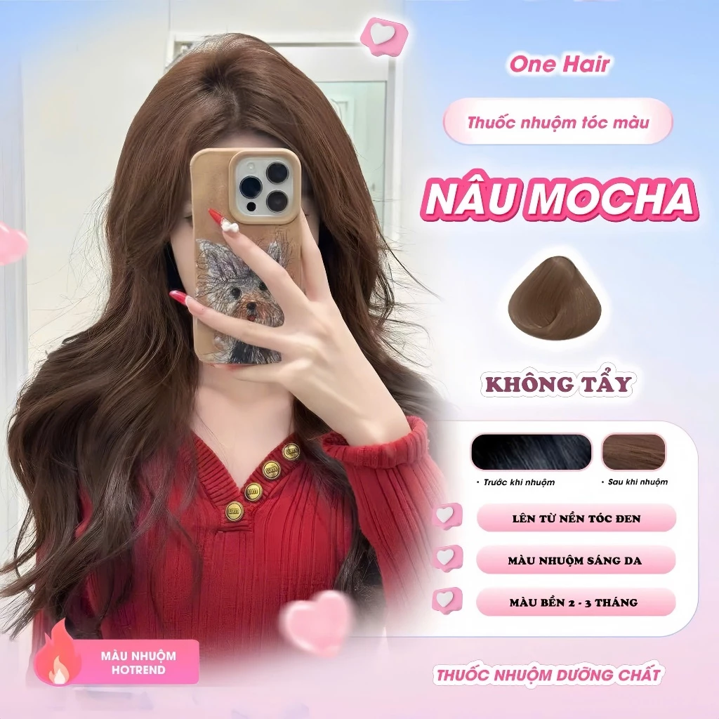 Thuốc Nhuộm Tóc Màu Nâu Mocha, Không Tẩy - ONE HAIR