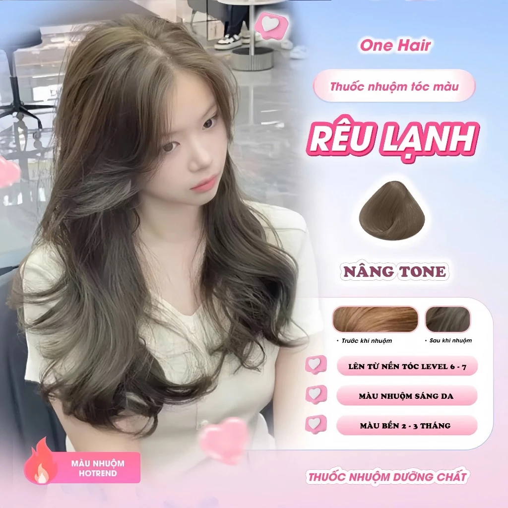 Thuốc Nhuộm Tóc Màu RÊU LẠNH, Nâng Tone - ONE HAIR